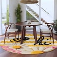 thumbnail image 3 of Round Rugs 6 Ft, Spring Bees Daisy Non Slip Area Rugs for Kitchen Bedroom Entryway, Rustic Tulips Dots Yellow Striped Burlap Washable Carpet Runner Rug Floor Mats for Bedroom Home Decor, 3 of 8