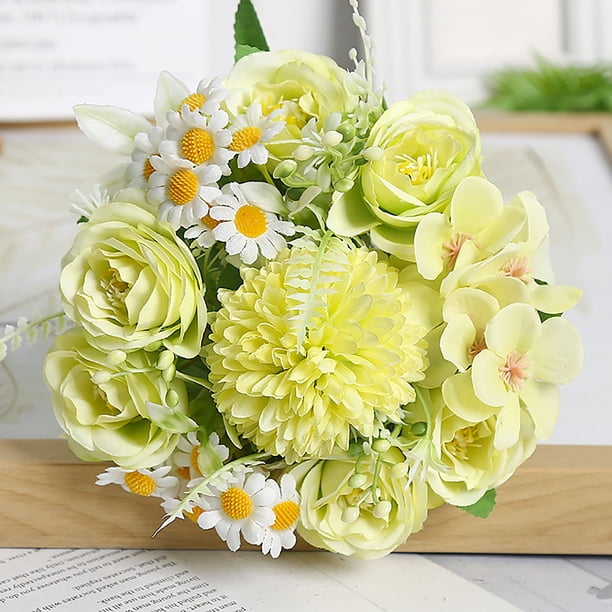 Ramo de peonías de seda artificial flores falsas ramo de novia y decoración para el hogar