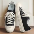 thumbnail image 3 of Classic Contrast Stitching Thick Platform Canvas Sneakers, 3 of 4