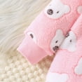 thumbnail image 3 of Infant Fleece Jumpsuits for Girls Comfort Cute Bear Ear Hooded Long Sleeve Romper Soft Newborn Winter Clothes, Pink, 6 Months, 3 of 7