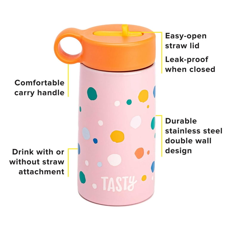 Kids Stainless Steel Thermos Water Bottle Keeps Drinks Hot & Cold All Day  Large 12oz. Capacity,Easy Button Pop Lid for Toddler Double Wall insulated