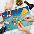 thumbnail image 4 of Shark Cutting Board, Goldfish Mammal Fin on Top of the Water Fake Comical Humorous Nature Image, Decorative Tempered Glass Cutting and Serving Board, Large Size, Blue Orange, by Ambesonne, 4 of 5