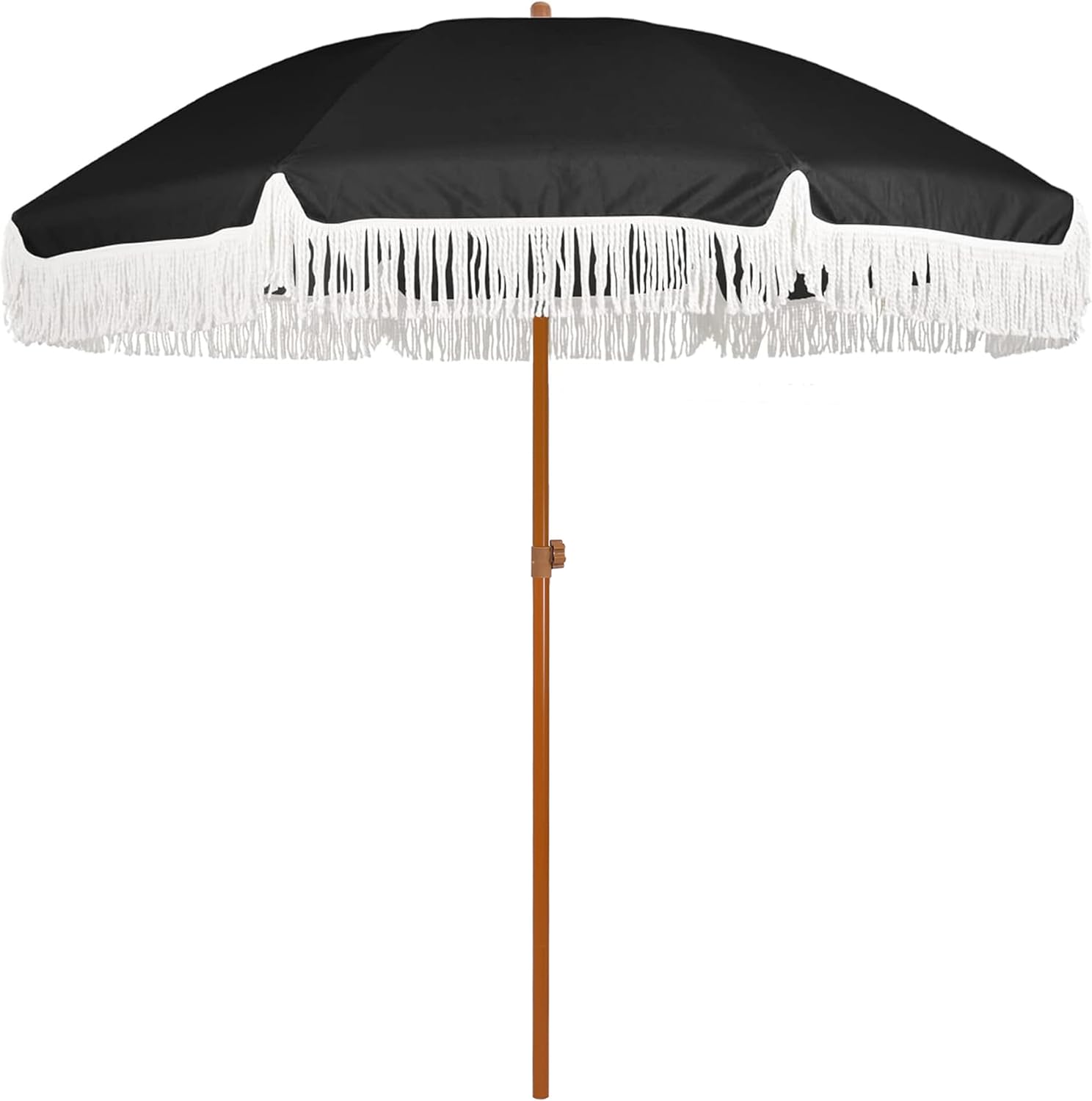 AMMSUN 7ft Patio Umbrella with Fringe Tassel, Black photo 8