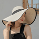 thumbnail image 4 of Sombrero de paja con lazo grande para mujer, gorra de playa grande, plegable, enrollable, con protección UV para el sol, para verano, 4 of 5