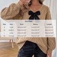 thumbnail image 3 of Fesfesfes Women's V-Neck Bow Decorated Knit Sweater with RibbedLong Sleeve Soft Warm Cozy Casual Pullover Top for Fall Winter Daily Wear, 3 of 5