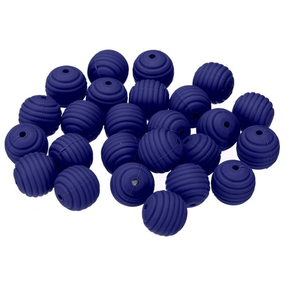 25PCS Silicone Beads, 15mm Silicone Beads Bulk Spacer Beads Thread Beads Cute for Pens Making Keychain Making, Dark Blue