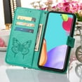 thumbnail image 6 of Dteck Samsung A72 Case, Butterfly Patterned Wallet Case, Magnetic Hand Strap Credit Card Holder Slots Synthetic Leather Kickstand Protective Cover For Samsung Galaxy A72, Green, 6 of 11