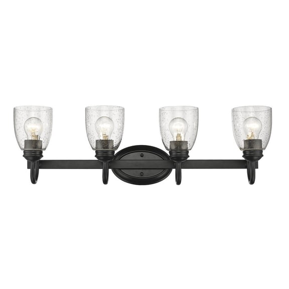 Parrish 4 Light Bath Vanity in Black with Seeded Glass
