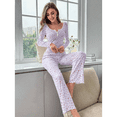 thumbnail image 5 of ScarletteEmmy Women’s Floral Pajama Set, Long Sleeve Button Front Lounge Sleepwear, Soft Ribbed Knit 2-Piece PJs, Lightweight Comfortable Homewear, Elegant Printed Loungewear Gift for Her, 5 of 7