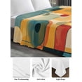 thumbnail image 5 of California King Size Flat Sheet Only, Blue Yellow Geometric Soft Brushed Microfiber Bed Sheets, Vintage Oil Painting Abstract Art Hotel Quality Breathable Bedding Top Sheet, Easy Care, 108"x98", 5 of 9