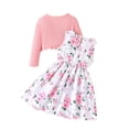 thumbnail image 2 of Gupgi Ensemble Robe Florale d'Automne pour Petite Fille 2-8T, Robe Débardeur à Col Rond avec Nœud + Cardigan à Volants Côtelé, 2 of 9