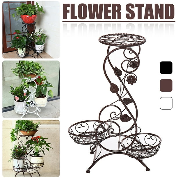 3/4/6/7-Tier Metal Shelf Plant Stand, Wrought Iron Plants Stand Outdoor ...