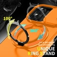 thumbnail image 3 of TECH CIRCLE for iPhone 17 PC+TPU Hybrid Case Cover, with 360° Rotating Ring Bracket/Magnetic Car Bracket/Matte Shockproof Protective, Compatible with MagSafe Slide Camera Lens Cover,Orange, 3 of 10