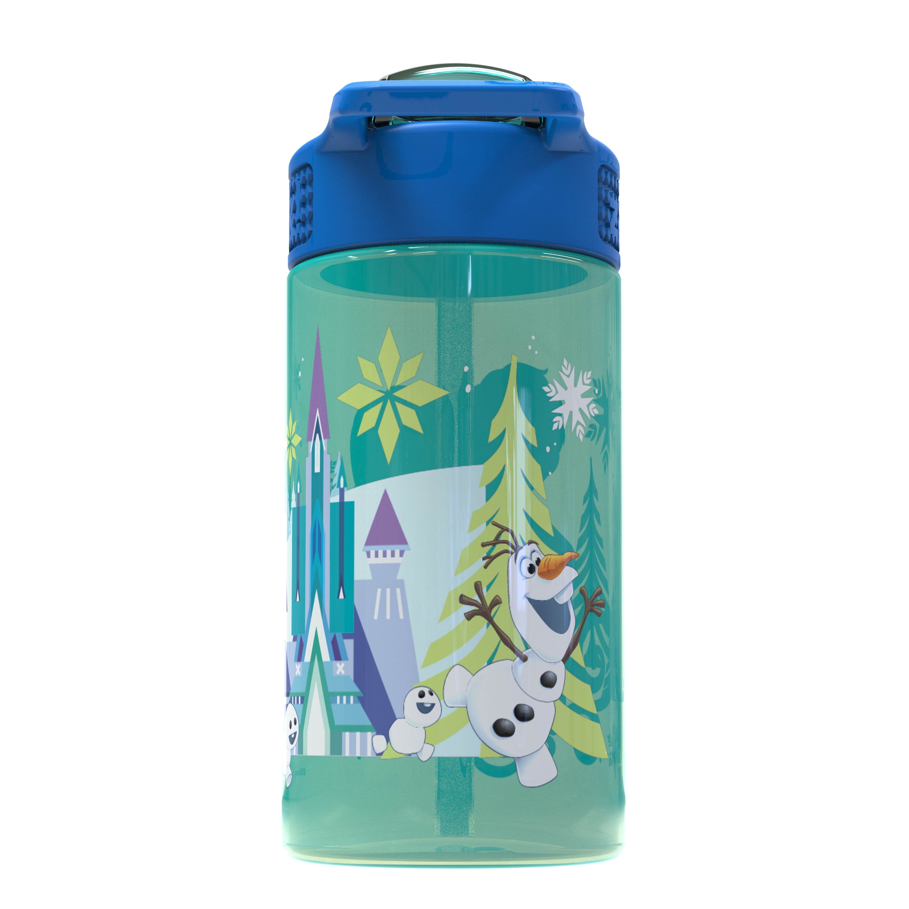 Zak Designs Good to Go! 16 oz Green and Blue Plastic Water Bottle with Straw and Flip-Top Lid