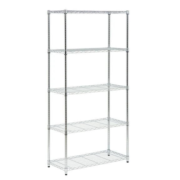 Honey-Can-Do 5-Shelf Steel Adjustable Storage Shelves, Chrome, Holds up to 350 lb per Shelf