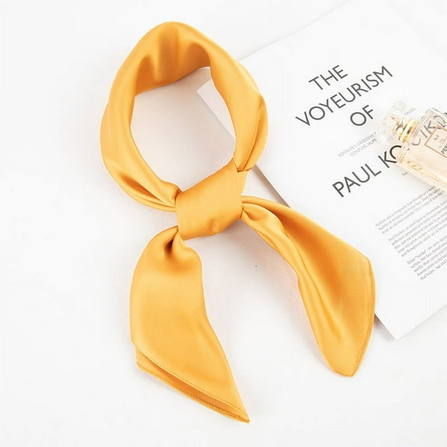 Bufanda cuadrada pequeña de color sólido, bufanda de seda para mujer, temperamento totalmente combinado, bufanda profesional y de moda para asistentes de vuelo, primavera y otoño.