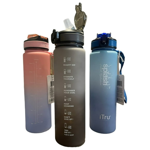 Premium Motivational Bottles With Straw - Water Level Markings & Time Markings