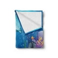 thumbnail image 2 of Ocean Soft Flannel Fleece Blanket, Underwater Sea Life Fish Moss Shells Bubbles Stones and Sunbeams Rays Cartoon Pattern, Cozy Plush for Indoor and Outdoor Use, 70" x 90", Multicolor, by Ambesonne, 2 of 5