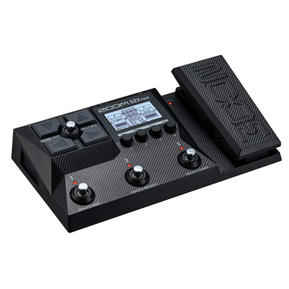 Zoom G2X Four Multi-Effect Guitar Pedal Bundle with Zoom AD-16 9V Power Adapter, Polsen HPC-A30-MK2 Headphones, and 10' Instrument Cable