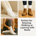 thumbnail image 5 of Women's Cotton Slouch Socks Knee High Scrunch Boot Socks Breathable Extra Long All Season 3 Pairs (White), 5 of 10