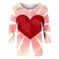 thumbnail image 6 of Craaazy Women's 3/4 Sleeve Valentines Printed Round-neck Tops Gifts, 6 of 6