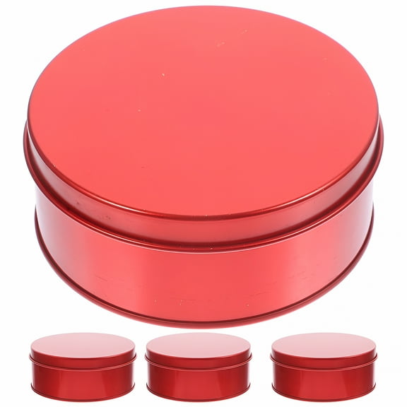 ACDANC 4 Pcs Red Large Cookie Tins with Lids Metal Storage Canister Biscuit Box Candy Tinplate