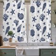 thumbnail image 2 of Navy Blue Coastal Kitchen Curtains 63 Inch Length, Nautical Starfish Coral Shell Ocean Tiers Curtains for Living Room Berdoom Bathroom, Light Filtering Drapes Window Treatment 2 Panels 42"Wx63"L, 2 of 9