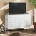 thumbnail image 6 of GIKPAL Dresser TV Stand, 10 Drawer Dresser for Bedroom with Power Outlet, Chest of Drawers for 55" Long TV, PU White Dresser for Storage and Organization, 6 of 9