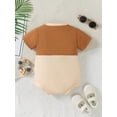 thumbnail image 3 of Suealasg Baby Boy Girls Romper Short Sleeve Round Neck Contrast Color Jumpsuit Infant Bodysuit Summer Clothes 0-3 Months, 3 of 8