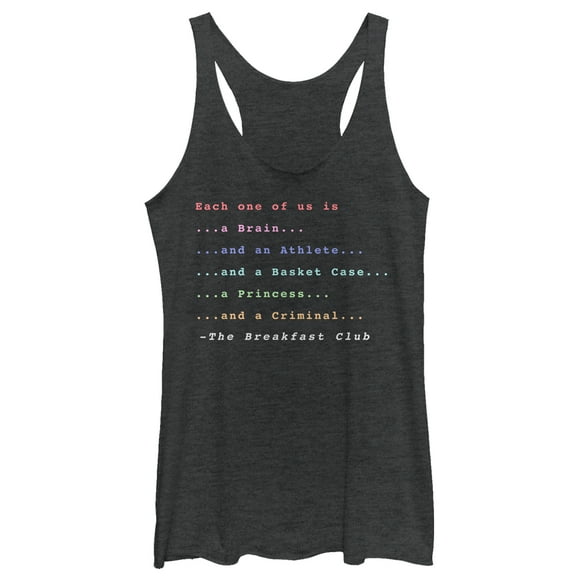 Women's The Breakfast Club Each One Of Us Stereotype  Racerback Tank Top Black Heather Small