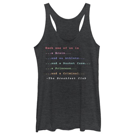Women s The Breakfast Club Each One Of Us Stereotype Racerback Tank Top Black Heather Large