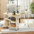 thumbnail image 2 of YYAo Movable Laptop Table, Side Table, 360° Rotating Sofa Side Table with 2-Tier Storage Shelves-Natural, 2 of 10