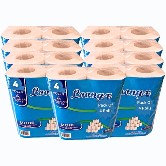 Loonyx Ultra Soft 2-Ply White Toilet Paper, 36 Standard Rolls, 200 Sheets per Roll