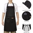 thumbnail image 4 of Adjustable Button Apron for Women Men Artist Painting Pottery Garden Cooking Kitchen Chef 3 Pockets Waterproof M-XXL, 4 of 4