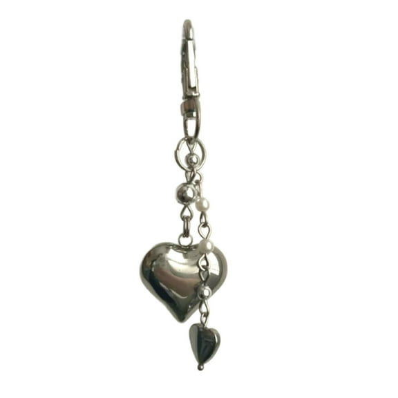 Trendy Silver Heart Purse Hanging Charm Versatile Bag Accessory for Daily Use