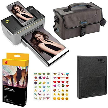 Kodak Dock 4x6 Printer Starter Bundle + 40 Paper + Case + Photo Album + Sticker (Best Printer For Stickers)