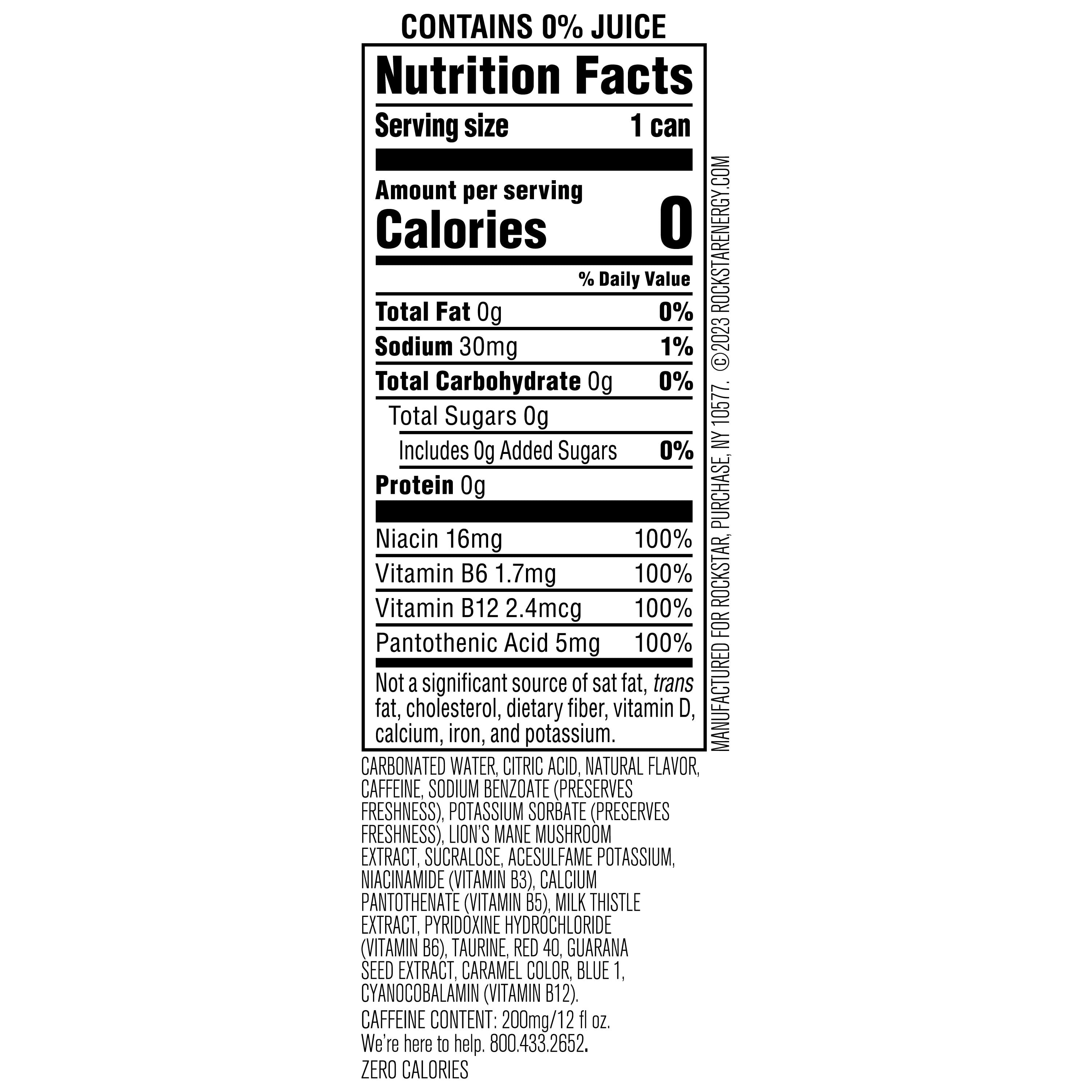 Rockstar Focus Zero Sugar Energy Drink, Mixed Berry Flavor, Lion’s Mane, Energy & Mental Boost, 12 oz 12 Pack Cans