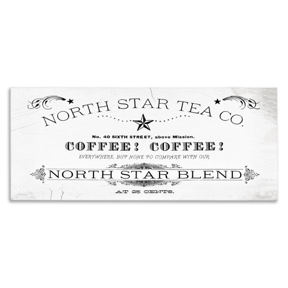 Stupell Industries Rustic Lodge North Star Tea Coffee Vintage Canvas Art, 48 x 20, by Lil' Rue