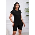thumbnail image 5 of Women 2 Piece Outfits Summer Sweatsuits Biker Short Workout Jogger Sets Black 2XL, 5 of 6