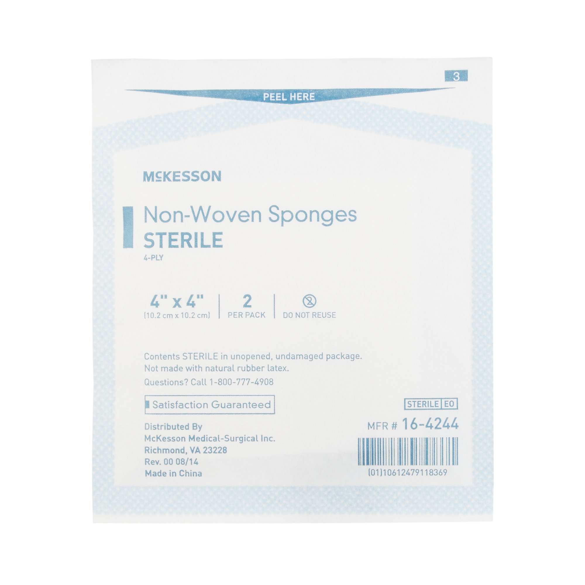 McKesson Non-Woven Gauze Sponges, Sterile Absorbent Wound Pad - 4 in x 4 in, 2 per Pack, 600 Packs, 1200 Total