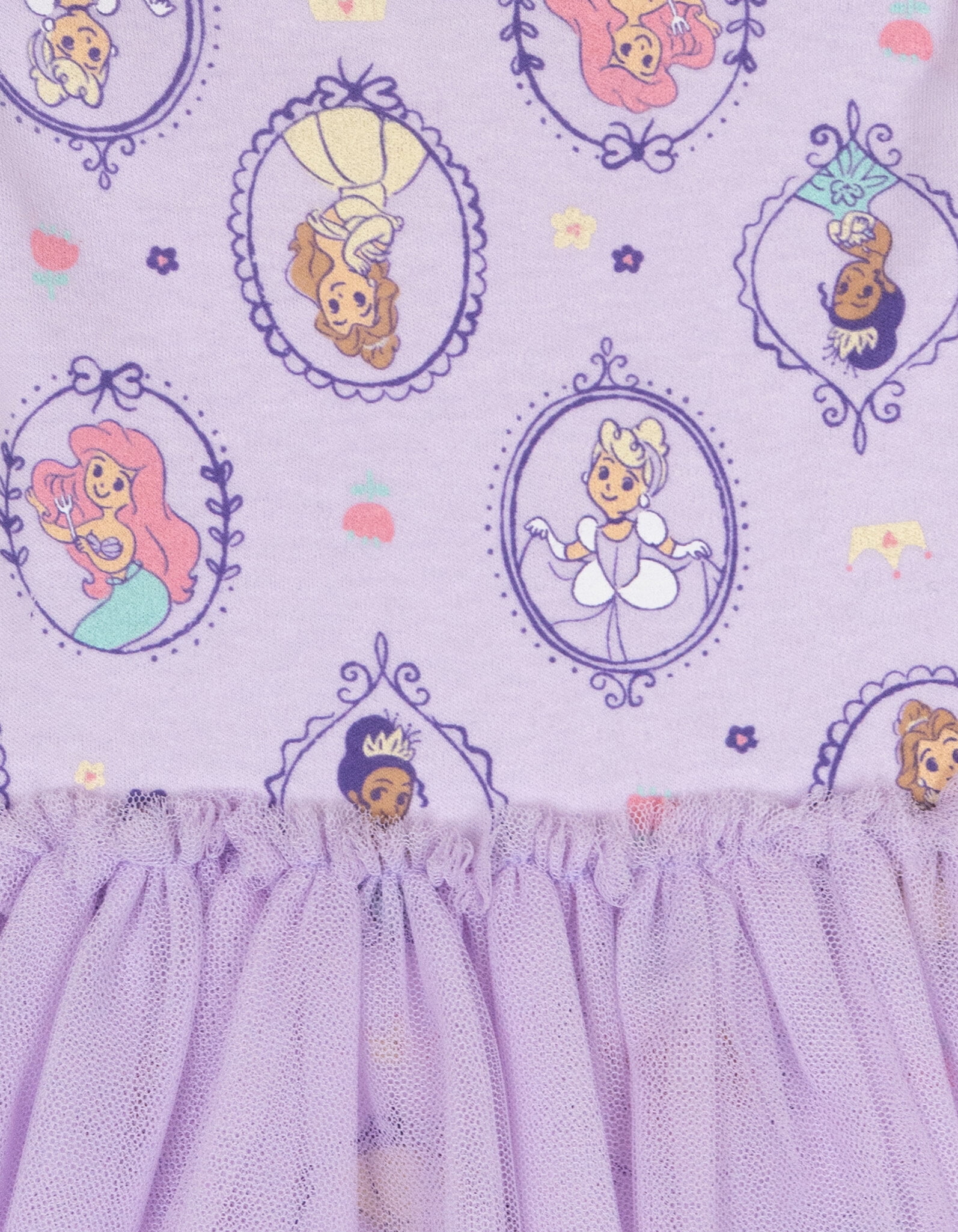 Disney Princess Belle Tiana Cinderella Mesh Ruffle Bodysuit Newborn to Infant