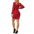thumbnail image 3 of INSPIRE CHIC Mesh Long Sleeve Dress for Women's Ruched Party Mini Bodycon Dress, 3 of 5