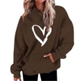thumbnail image 1 of Penkiiy Mode Décontractée pour Femmes Impression de la Saint-Valentin Hauts à Manches Longues Sweat à Capuche 3TG Café, 1 of 5