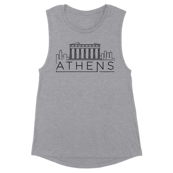 Skyline Athens Greece Women's Muscle Tank Small Heather Grey