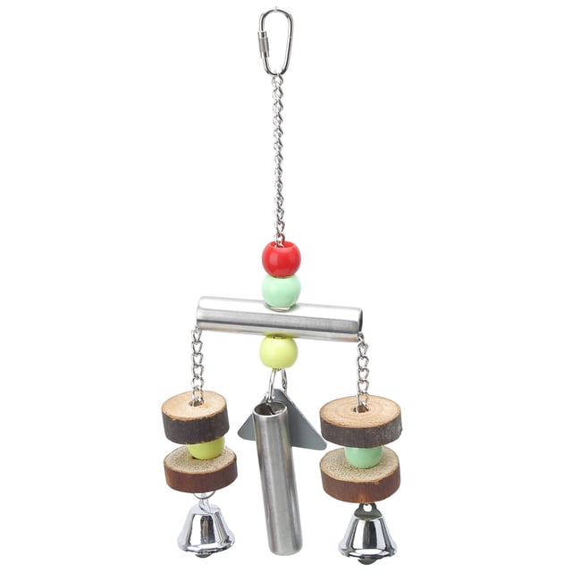 Campana con marco de pie para pájaros, mascota, pájaro, ardilla, juguete para masticar, juguete para morder pájaros, uso conveniente