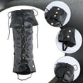 thumbnail image 5 of 2Pcs Medieval Covers Black PU Leather Leg Guards Leather Pirate Boots Wraps Vintage Renaissance Knight Leg Gaiters Costume Accessories for Carnival Warrior Cosplay, 5 of 7