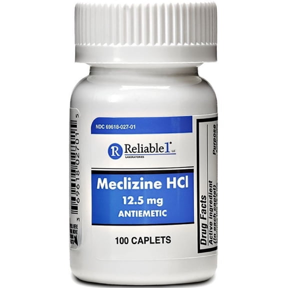 Reliable 1 Meclizine HCL 12.5mg Caplets 100 ea (Pack of 2)