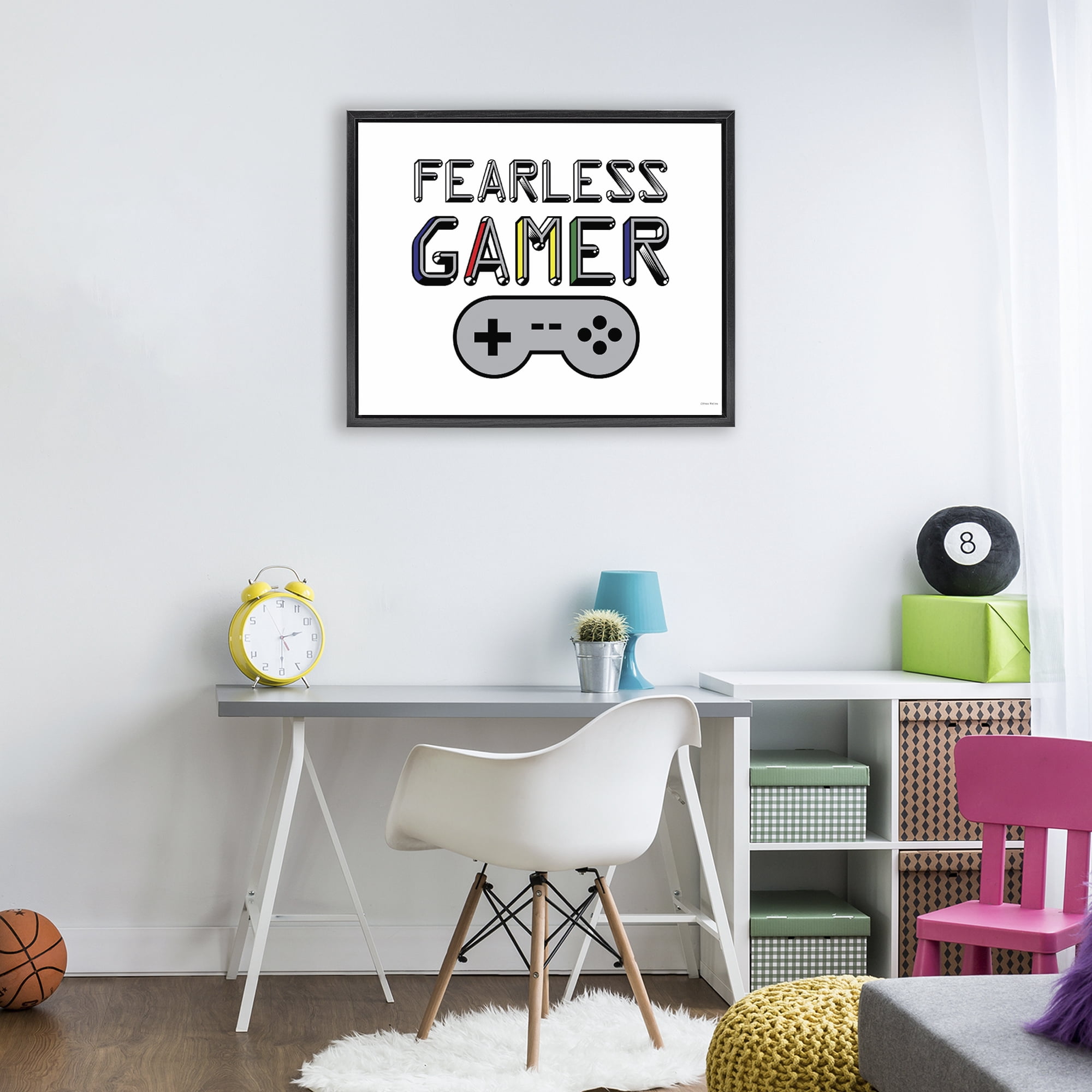 Stupell Industries Fearless Gamer Retro Black Framed Floater Canvas Wall Art, design by Yass Naffas Designs