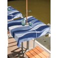 thumbnail image 2 of Outdoor Tablecloth with Umbrella Hole for Patio/Picnic/Party/Camping, Navy Blue Ombre Waterproof Table Cloth Square Cover Washable, Modern Moire Abstract Art Aesthetics (60"x 60"), 2 of 9