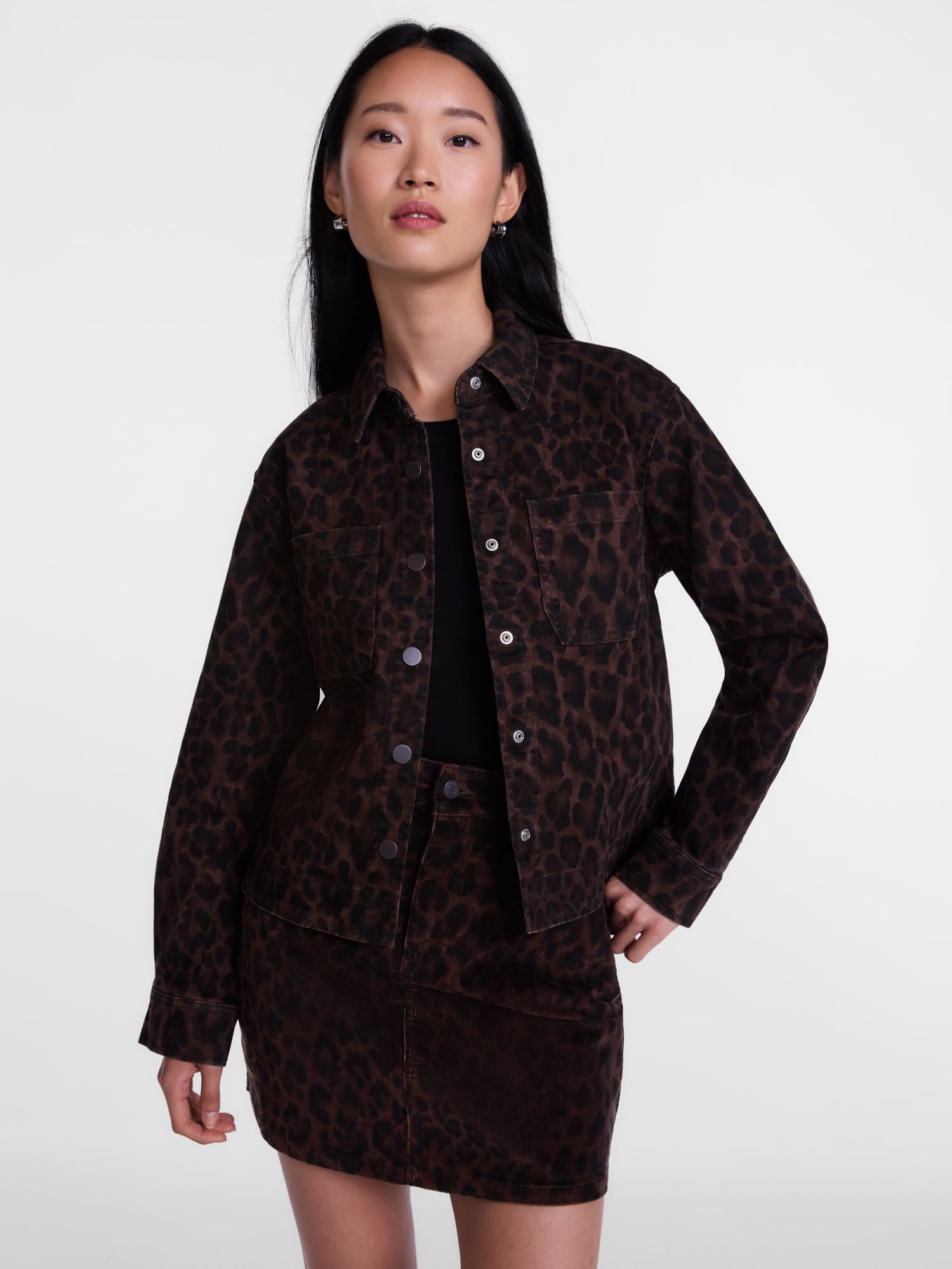 Scenario Women's Faux Leopard Print Jacket, Sizes XS-XXXL